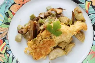 Omelette cassée champignons-artichauts : etape 25