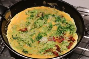 Omelette choux et lard : Photo de l'étape 5