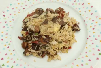 Riz sauté aux champignons et jambon