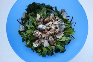 Salade verte et rouge, sardines et œufs mimosa : Photo de l'étape 6