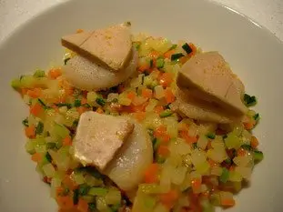Noix de St jacques aux légumes croquants, sabayon au savagnin réduit : Photo de l'étape 18