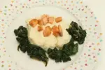 Purée de chou-fleur au saumon et épinards